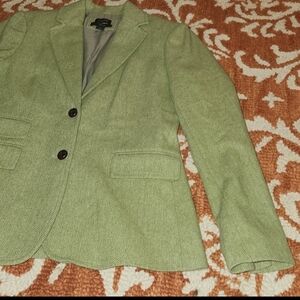 J. Crew Light Green Herringbone Wool Blazer